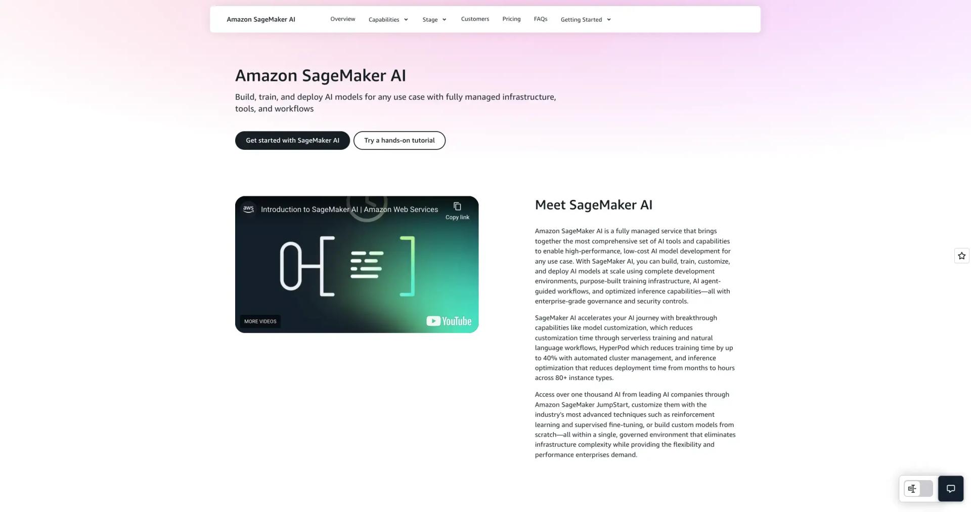 Amazon SageMaker AI screenshot