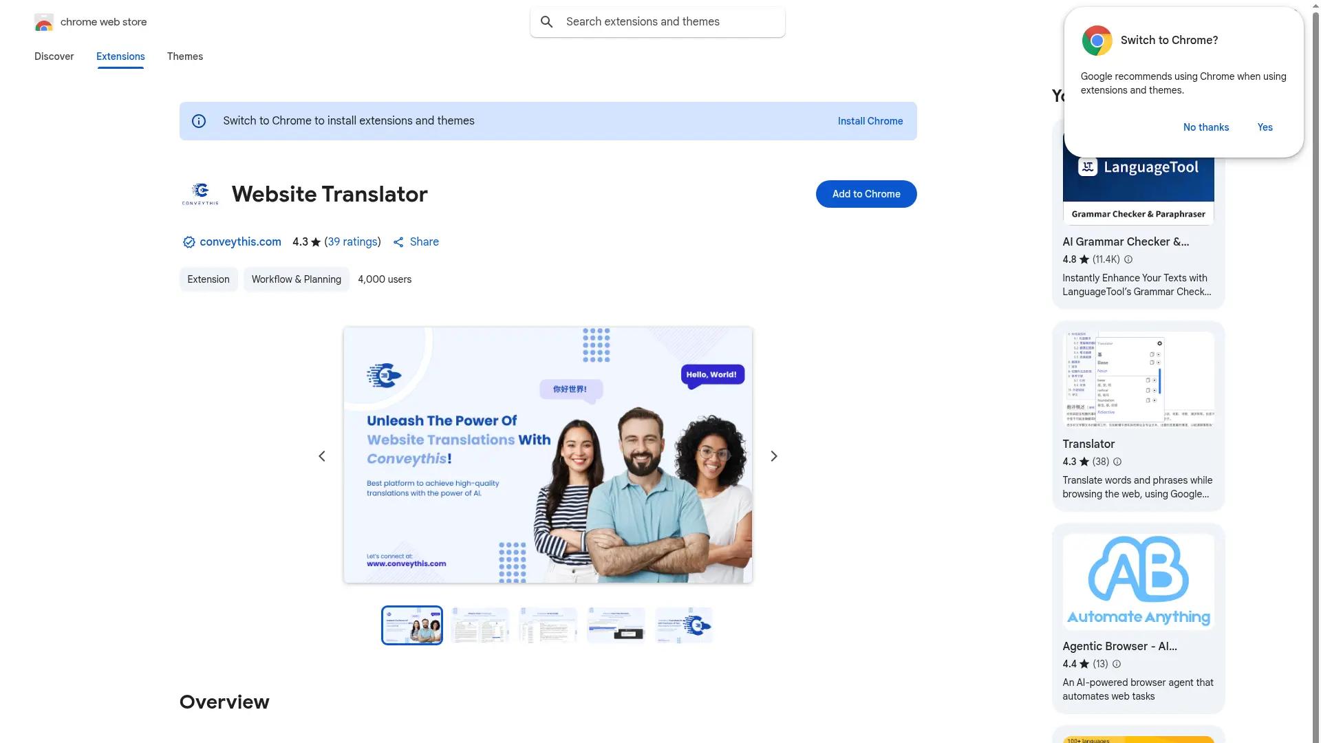 Website Translator screenshot